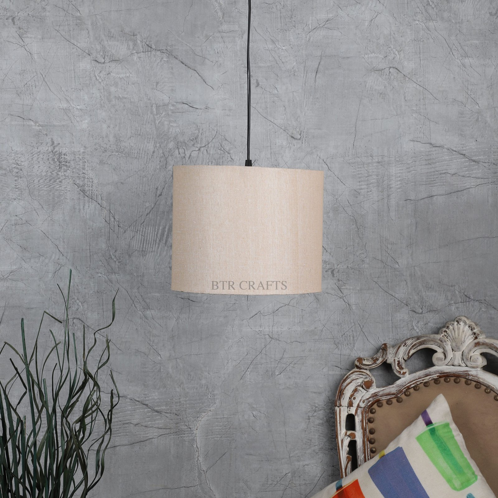 10 Inches Pendant/Hanging Ceiling Light Fixture, Premium Jute Drum Shade for Bedroom, Kitchen, Living Room, Dining Table, Lobby, Kitchen, Black Canopy - Image 2