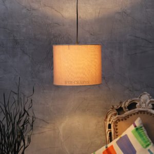 10 Inches Pendant/Hanging Ceiling Light Fixture, Premium Jute Drum Shade for Bedroom, Kitchen, Living Room, Dining Table, Lobby, Kitchen, Black Canopy