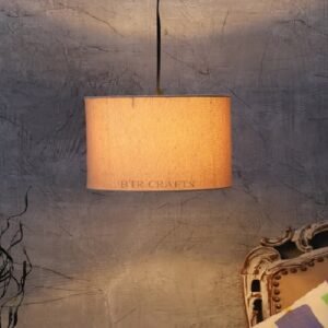 14 Inches Pendant/Hanging Ceiling Light Fixture, Premium Jute Drum Shade for Bedroom, Kitchen, Living Room, Dining Table, Lobby, Kitchen, Black Canopy