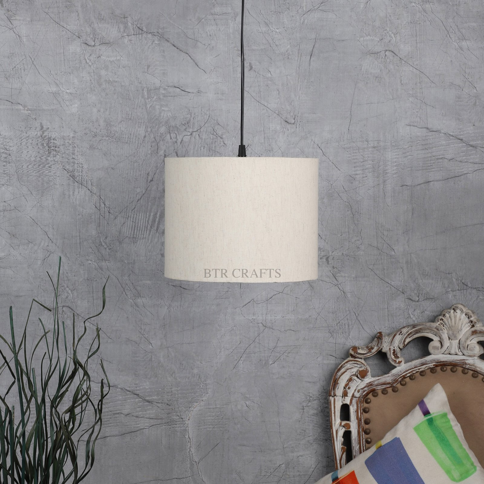 10 Inches Pendant/Hanging Ceiling Light Fixture, Flex Drum Shade for Bedroom, Kitchen, Living Room, Dining Table, Lobby, Kitchen, Black Canopy - Image 2