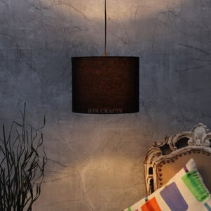 10 Inches Pendant/Hanging Ceiling Light Fixture, Black Drum Shade, for Bedroom, Kitchen, Living Room, Dining Table, Lobby, Kitchen, Black Canopy