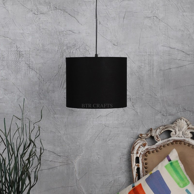 10 Inches Pendant/Hanging Ceiling Light Fixture, Black Drum Shade, for Bedroom, Kitchen, Living Room, Dining Table, Lobby, Kitchen, Black Canopy - Image 2