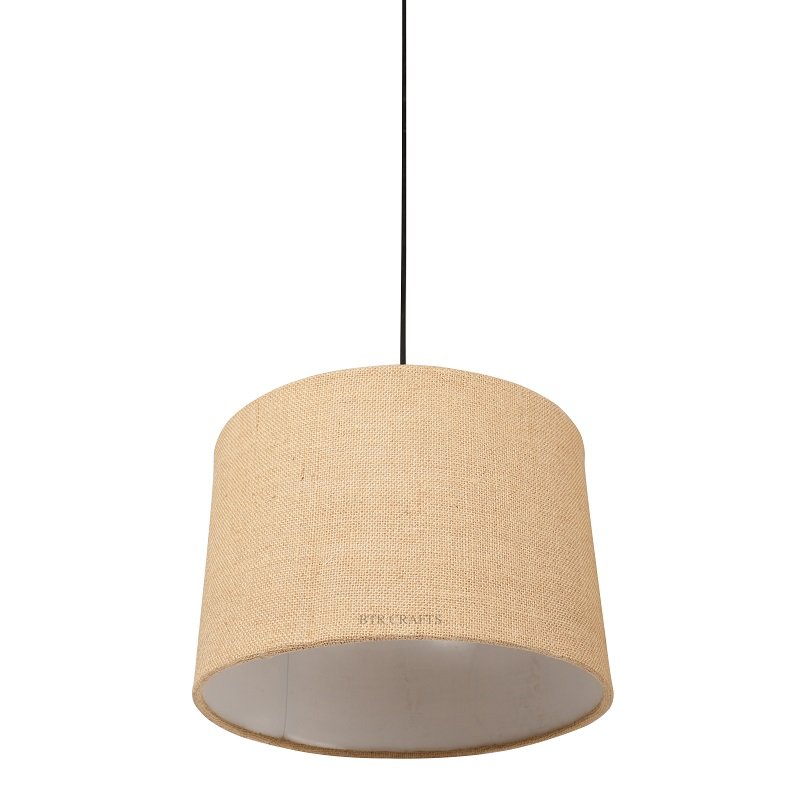 12 Inches Pendant/Hanging Ceiling Light Fixture, Natural Jute Drum Shade for Bedroom, Kitchen, Living Room, Dining Table, Lobby, Kitchen, Black Canopy - Image 4