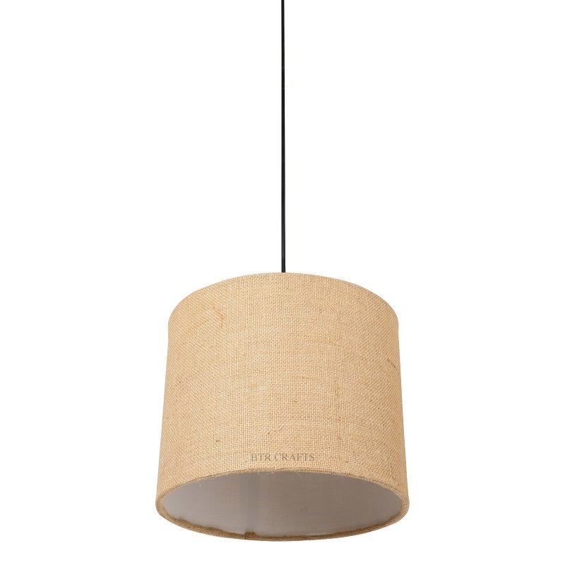10 Inches Pendant/Hanging Ceiling Light Fixture, Natural Jute Drum Shade for Bedroom, Kitchen, Living Room, Dining Table, Lobby, Kitchen, Black Canopy - Image 4