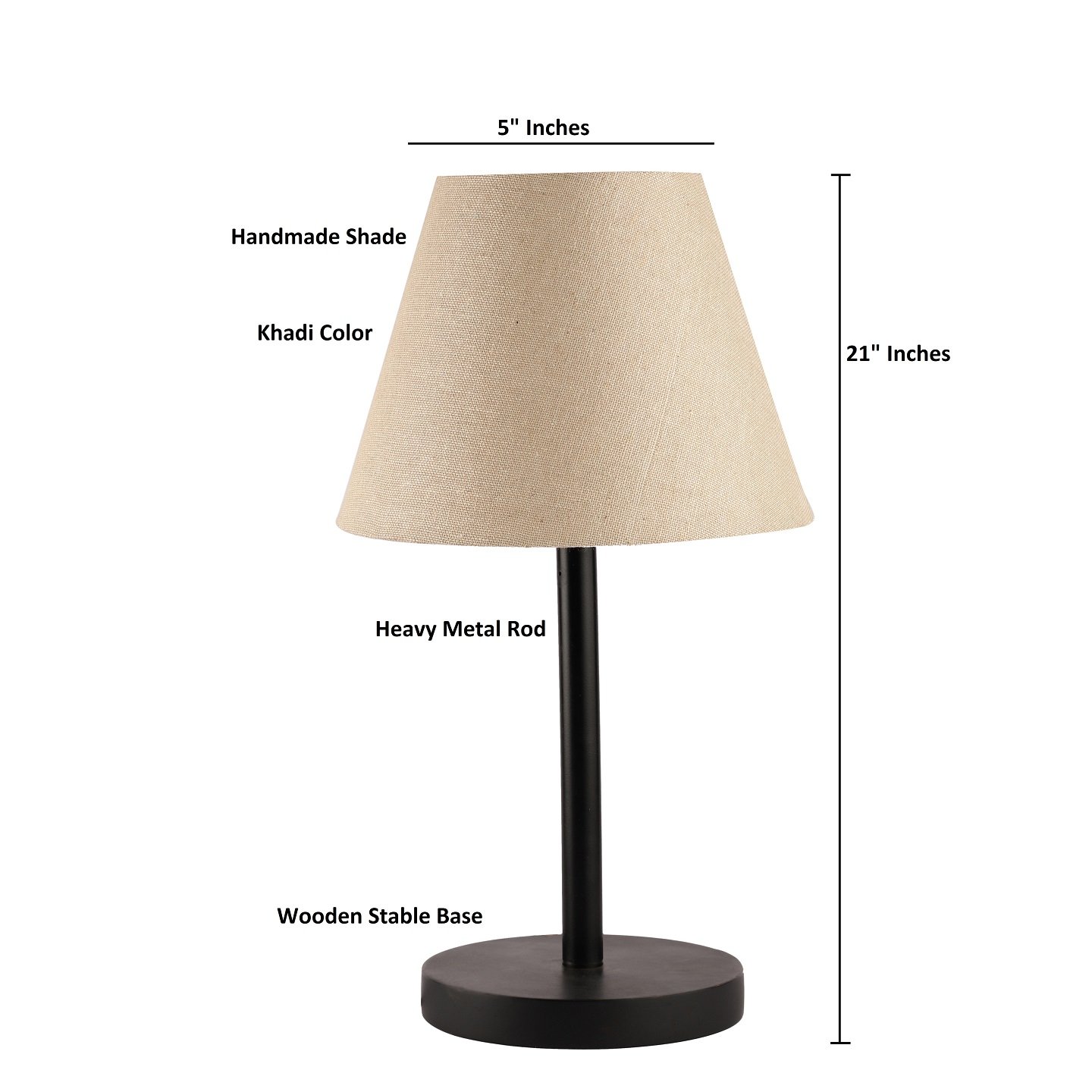 Raven Black Table Lamp Along With Premium Jute Conical Shade For Bedroom, Office And Living Room - Image 3