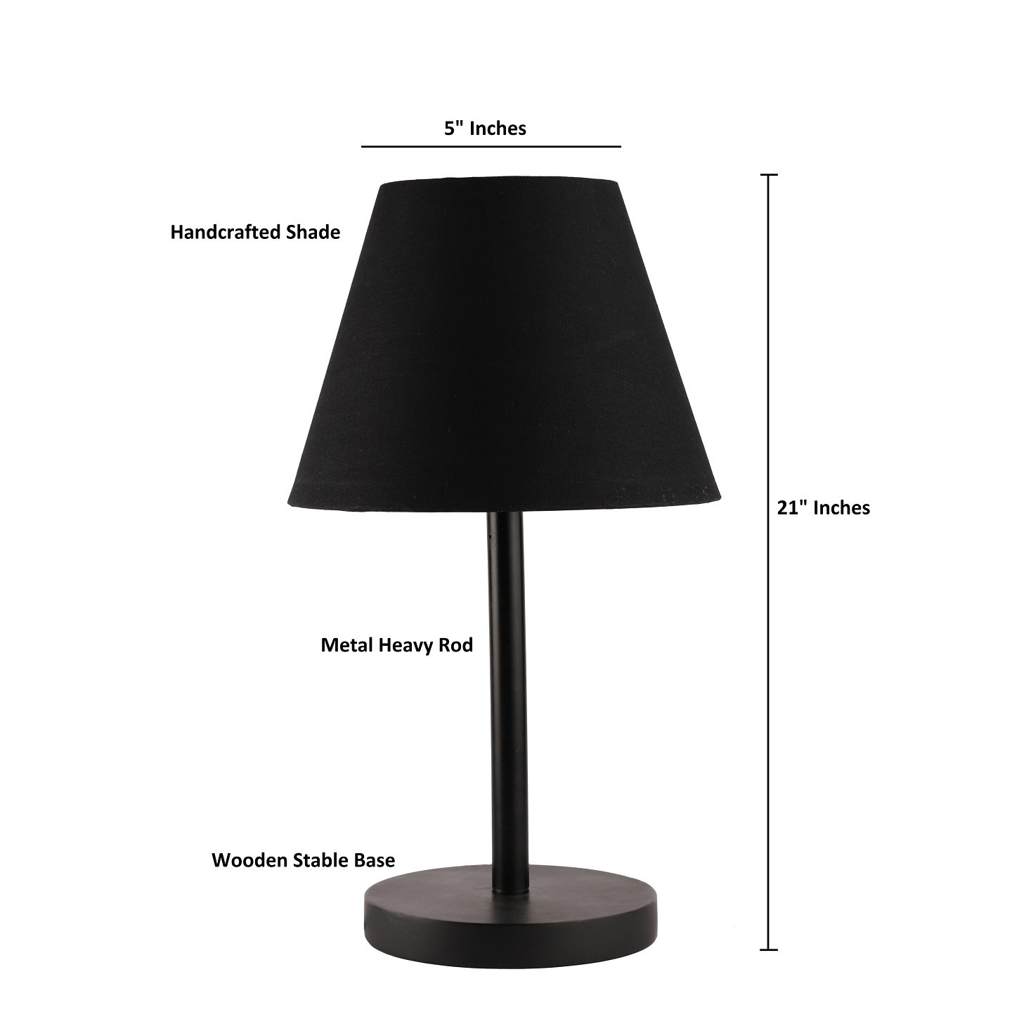 Raven Black Table Lamp Along With Black Conical Shade For Bedroom, Office And Living Room - Image 3