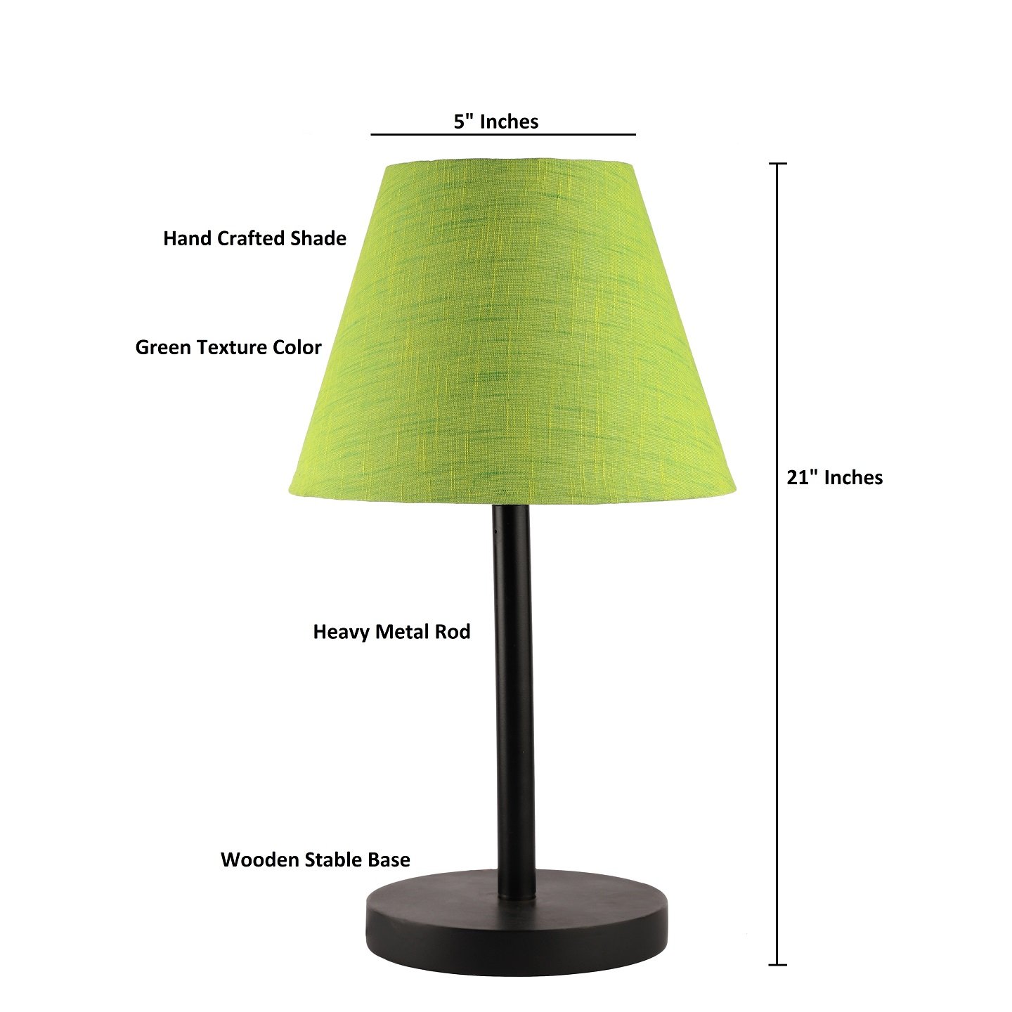 Raven Black Table Lamp Along With Green Texture Conical Shade For Bedroom, Office And Living Room - Image 3