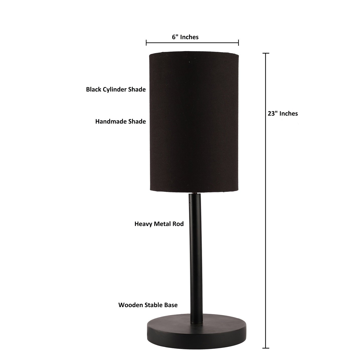 Raven Black Table Lamp Along With Black Cylinder Shade For Bedroom, Office And Living Room - Image 3