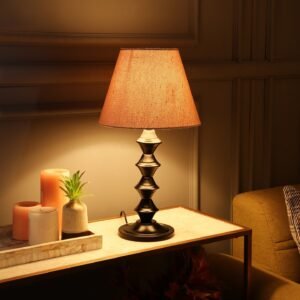 Metal Table Lamp With Conical Shade Suitable For Bedroom Office And Living Room, Pack Of 1(Complete Set)