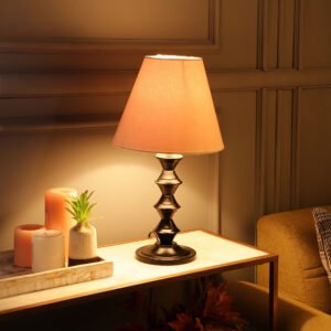 Metal Table Lamp With Conical Shade Suitable For Bedroom Office And Living Room, Pack Of 1(Complete Set)