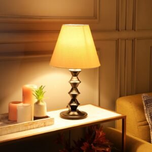 Metal Table Lamp With Conical Shade Suitable For Bedroom Office And Living Room, Pack Of 1(Complete Set)