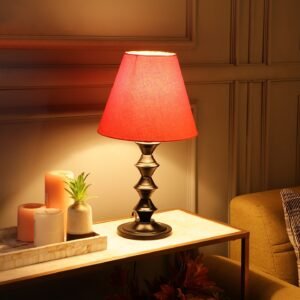 Metal Table Lamp With Conical Shade Suitable For Bedroom Office And Living Room, Pack Of 1(Complete Set)