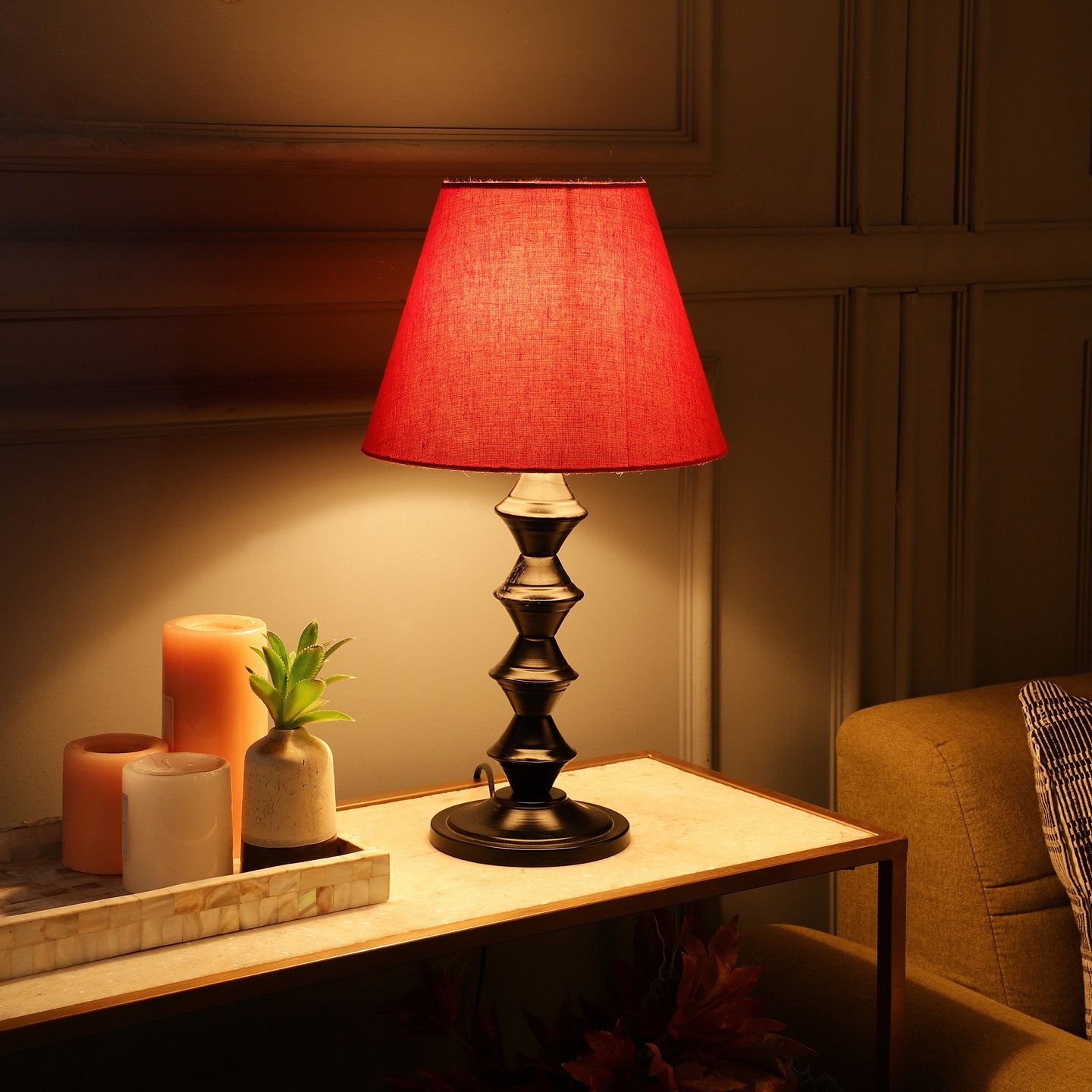 Metal Table Lamp With Conical Shade Suitable For Bedroom Office And Living Room, Pack Of 1(Complete Set)