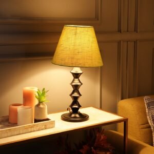 Metal Table Lamp With Conical Shade Suitable For Bedroom Office And Living Room, Pack Of 1(Complete Set)