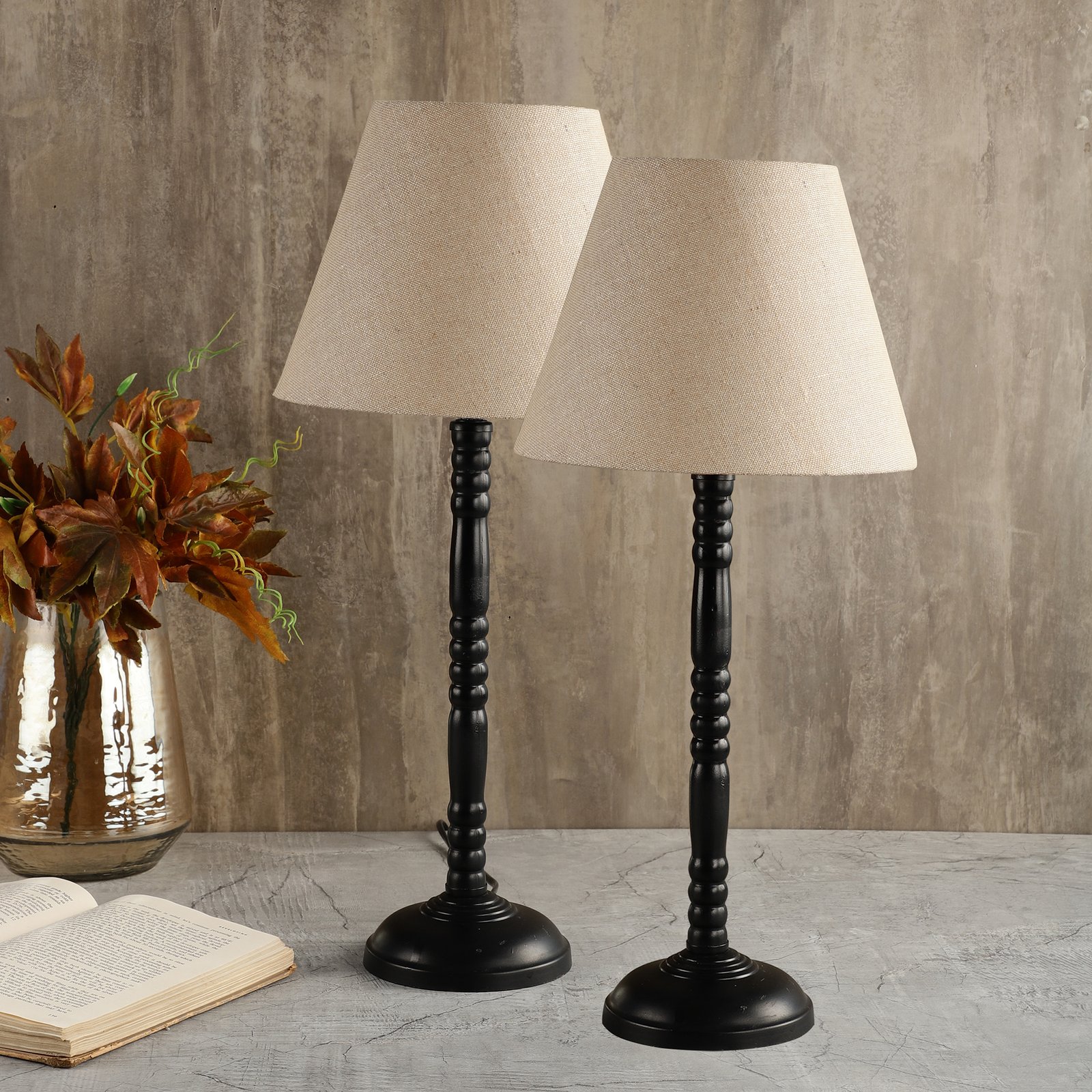 Metal Table Lamp Suitable For Bedroom Office And Living Room, Pack Of 2(Complete Set)