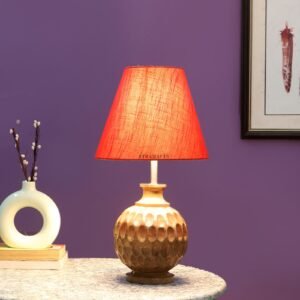 Natural Wood Matki Table Lamp Suitable For Bedroom Office And Living Room, Pack Of 1(Complete Set)