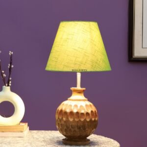 Natural Wood Matki Table Lamp Suitable For Bedroom Office And Living Room, Pack Of 1(Complete Set)