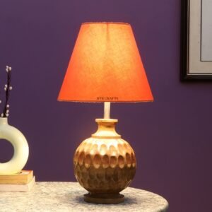 Natural Wood Matki Table Lamp Suitable For Bedroom Office And Living Room, Pack Of 1(Complete Set)