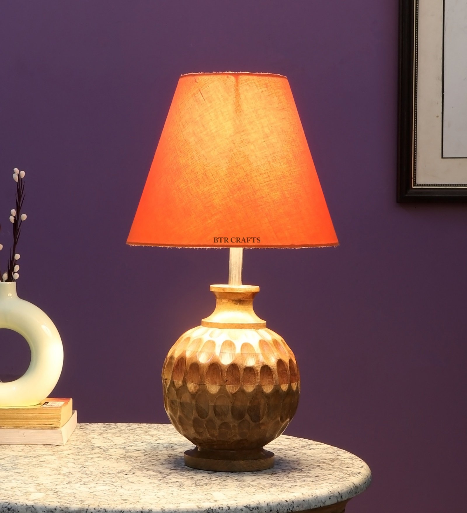 Natural Wood Matki Table Lamp Suitable For Bedroom Office And Living Room, Pack Of 1(Complete Set)