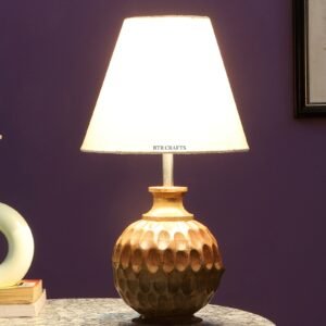 Natural Wood Matki Table Lamp Suitable For Bedroom Office And Living Room, Pack Of 1(Complete Set)