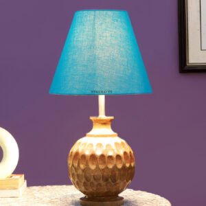 Natural Wood Matki Table Lamp Suitable For Bedroom Office And Living Room, Pack Of 1(Complete Set)