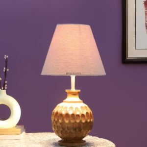 Natural Wood Matki Table Lamp Suitable For Bedroom Office And Living Room, Pack Of 1(Complete Set)