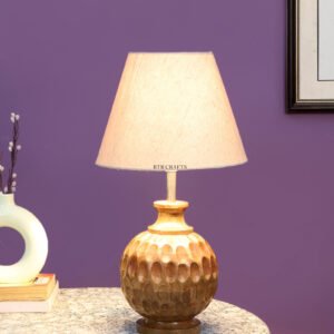 Natural Wood Matki Table Lamp Suitable For Bedroom Office And Living Room, Pack Of 1(Complete Set)