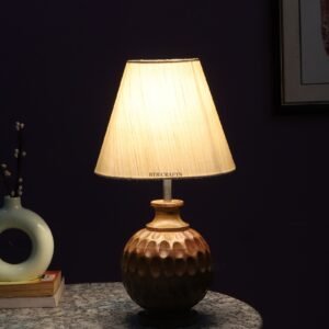 Natural Wood Matki Table Lamp Suitable For Bedroom Office And Living Room, Pack Of 1(Complete Set)