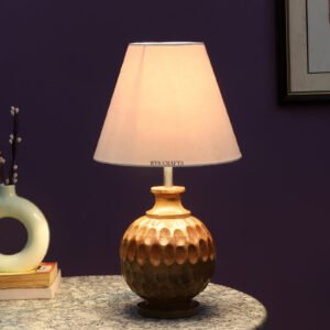 Natural Wood Matki Table Lamp Suitable For Bedroom Office And Living Room, Pack Of 1(Complete Set)