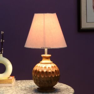 Natural Wood Matki Table Lamp Suitable For Bedroom Office And Living Room, Pack Of 1(Complete Set)