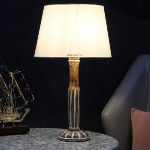 Vintage Wooden Table Lamp Suitable For Bedroom Office And Living Room, Pack Of 1(Complete Set)