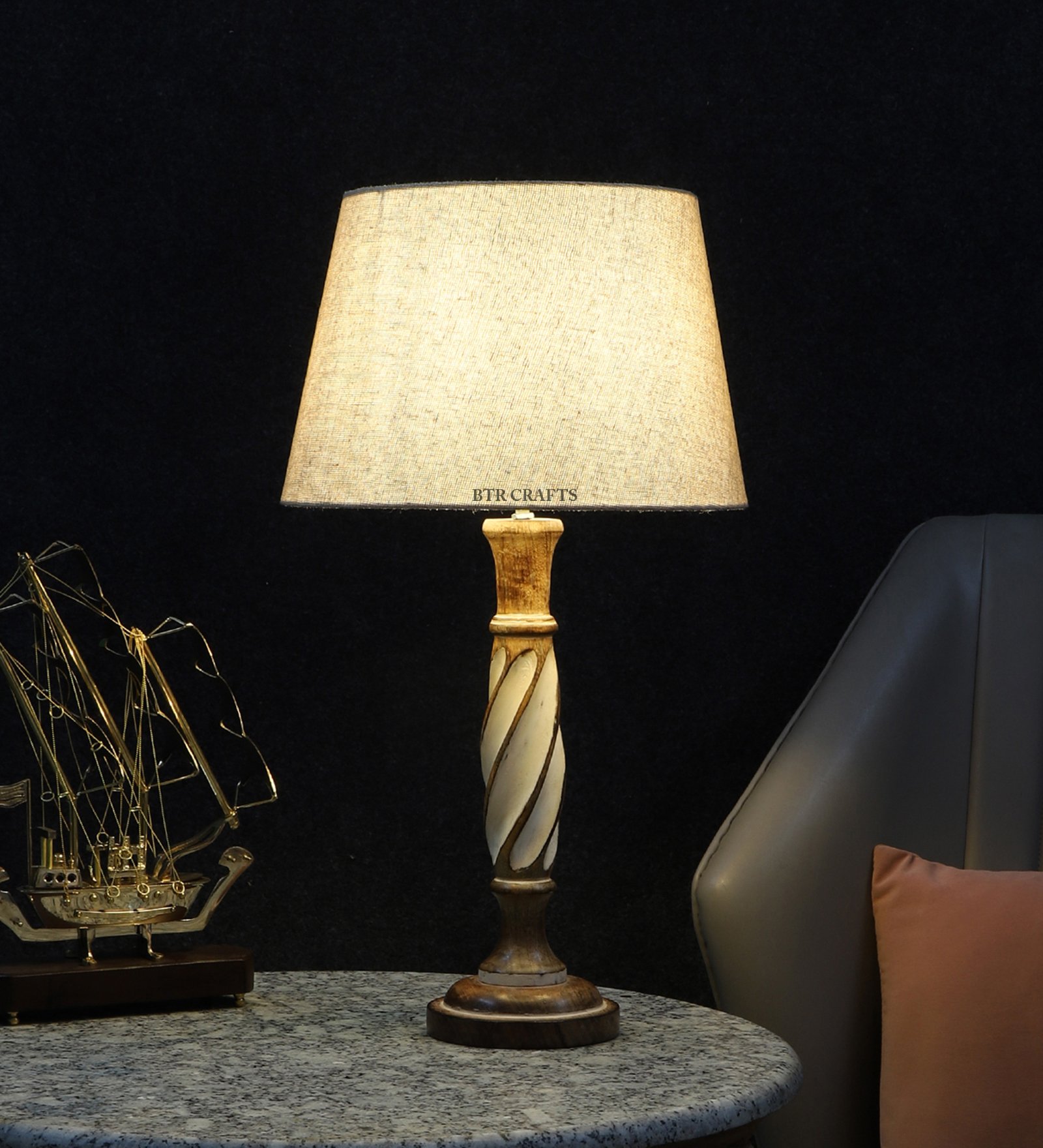 Twister Wooden Table Lamp Suitable For Bedroom Office And Living Room, Pack Of 1(Complete Set)