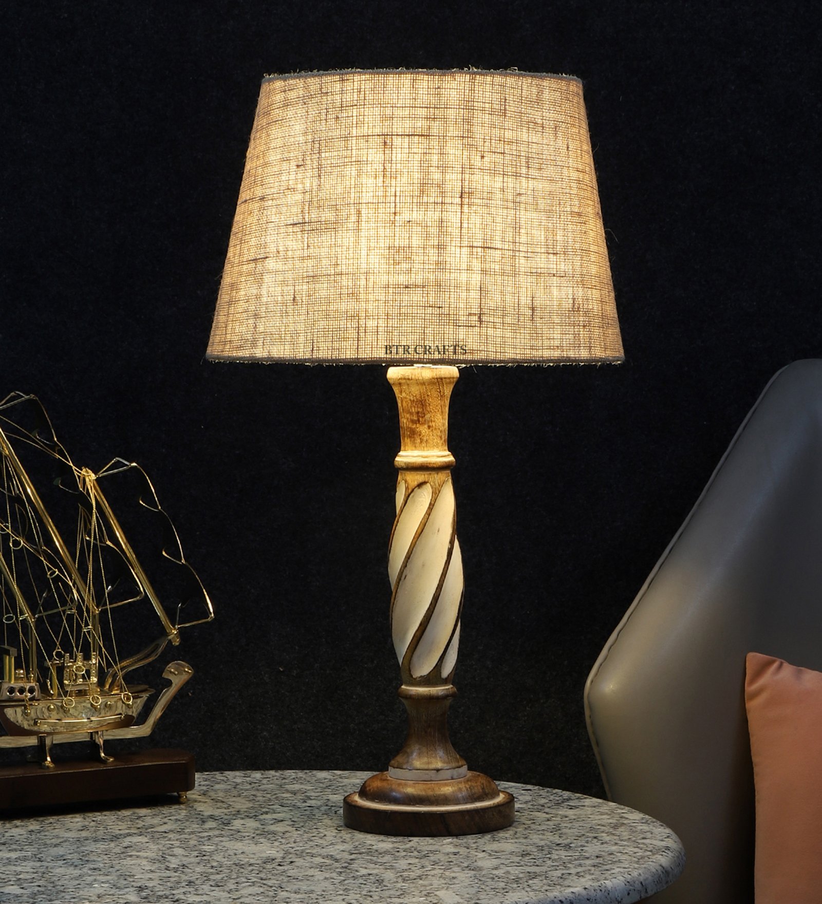 Twister Wooden Table Lamp Suitable For Bedroom Office And Living Room, Pack Of 1(Complete Set)