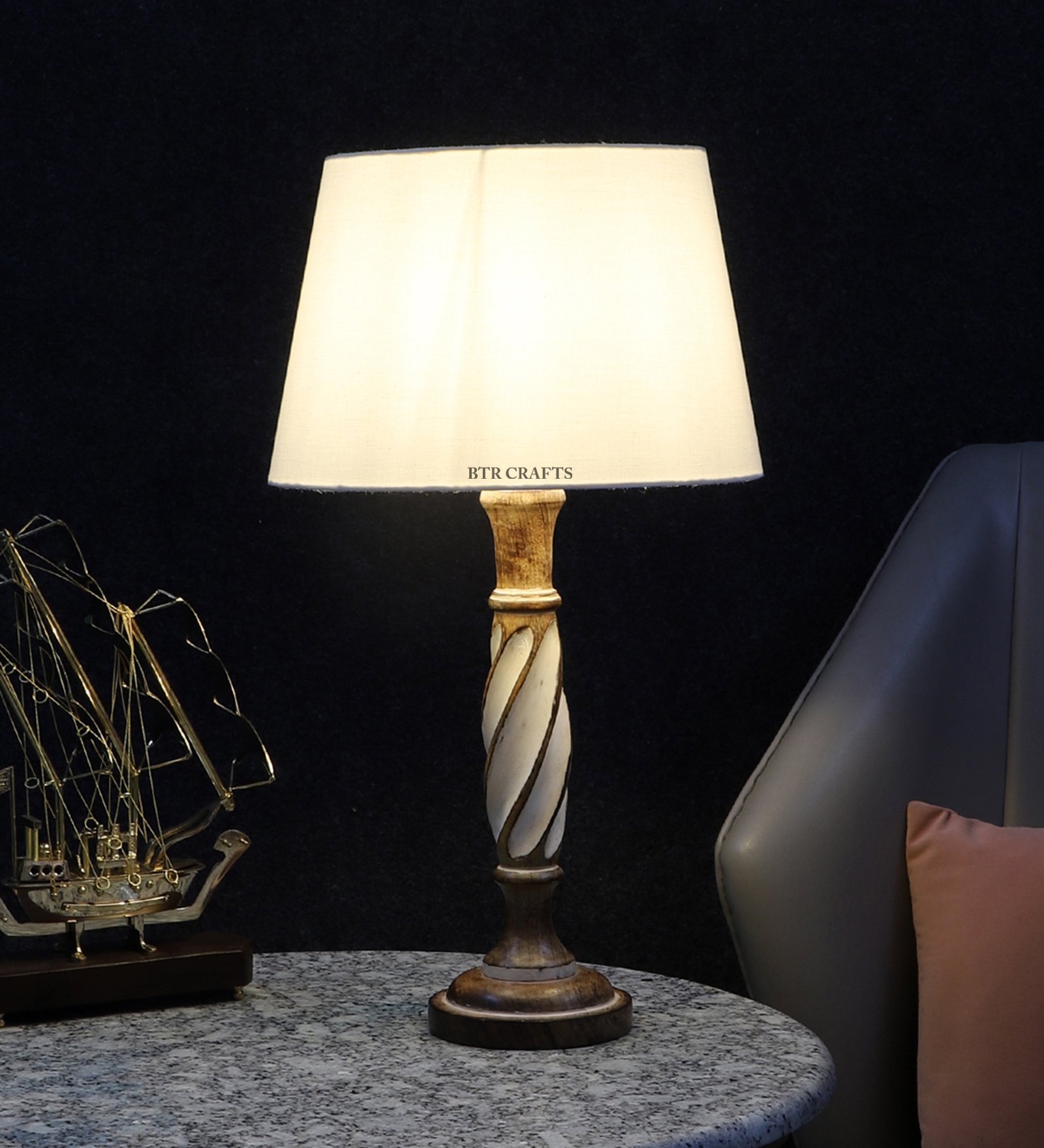 Twister Wooden Table Lamp Suitable For Bedroom Office And Living Room, Pack Of 1(Complete Set)