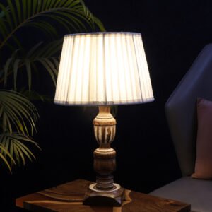 Rustic Wooden Table Lamp Suitable For Bedroom Office And Living Room, Pack Of 1(Complete Set)