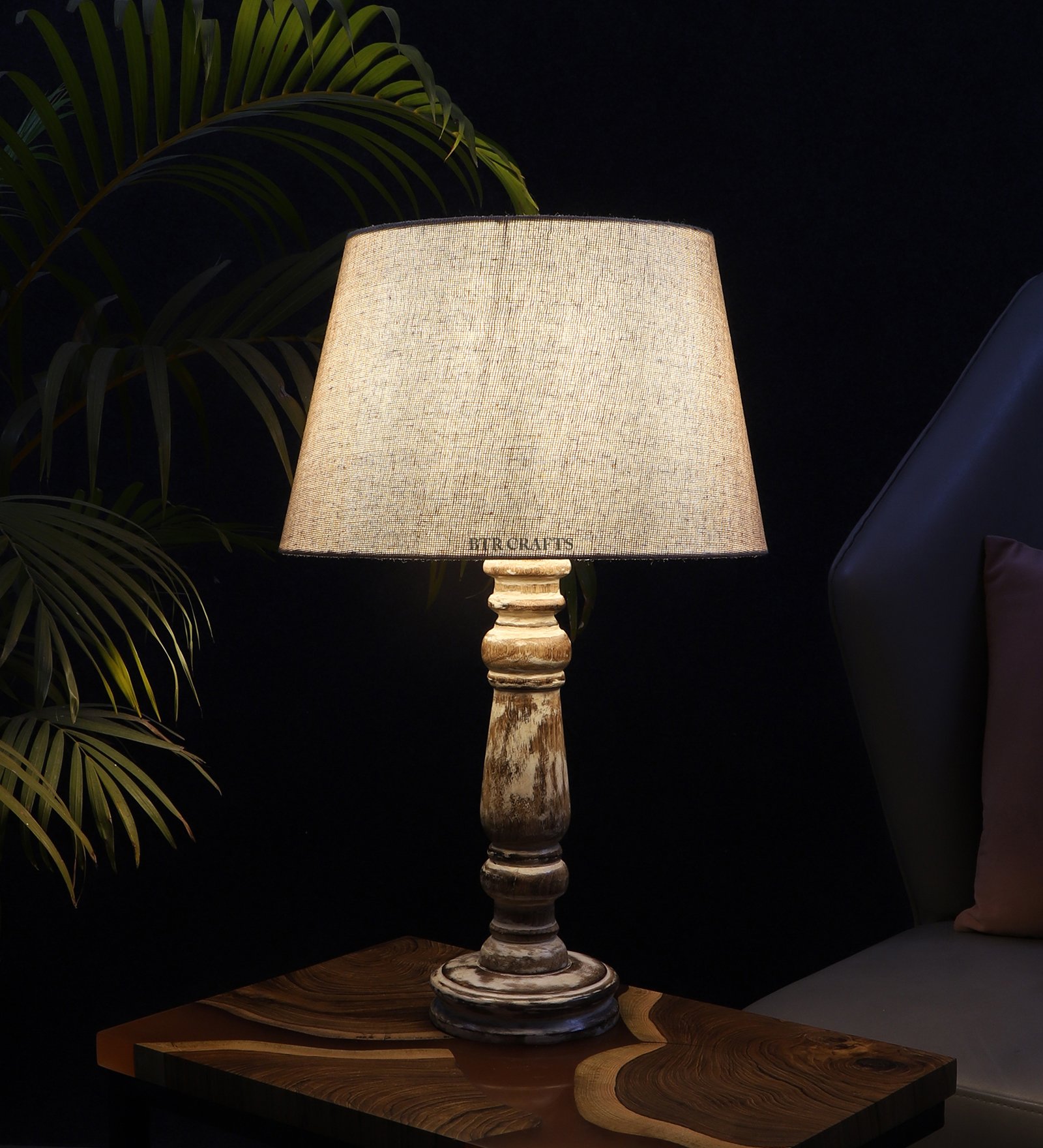 Retro Wooden Table Lamp Suitable For Bedroom Office And Living Room, Pack Of 1(Complete Set)