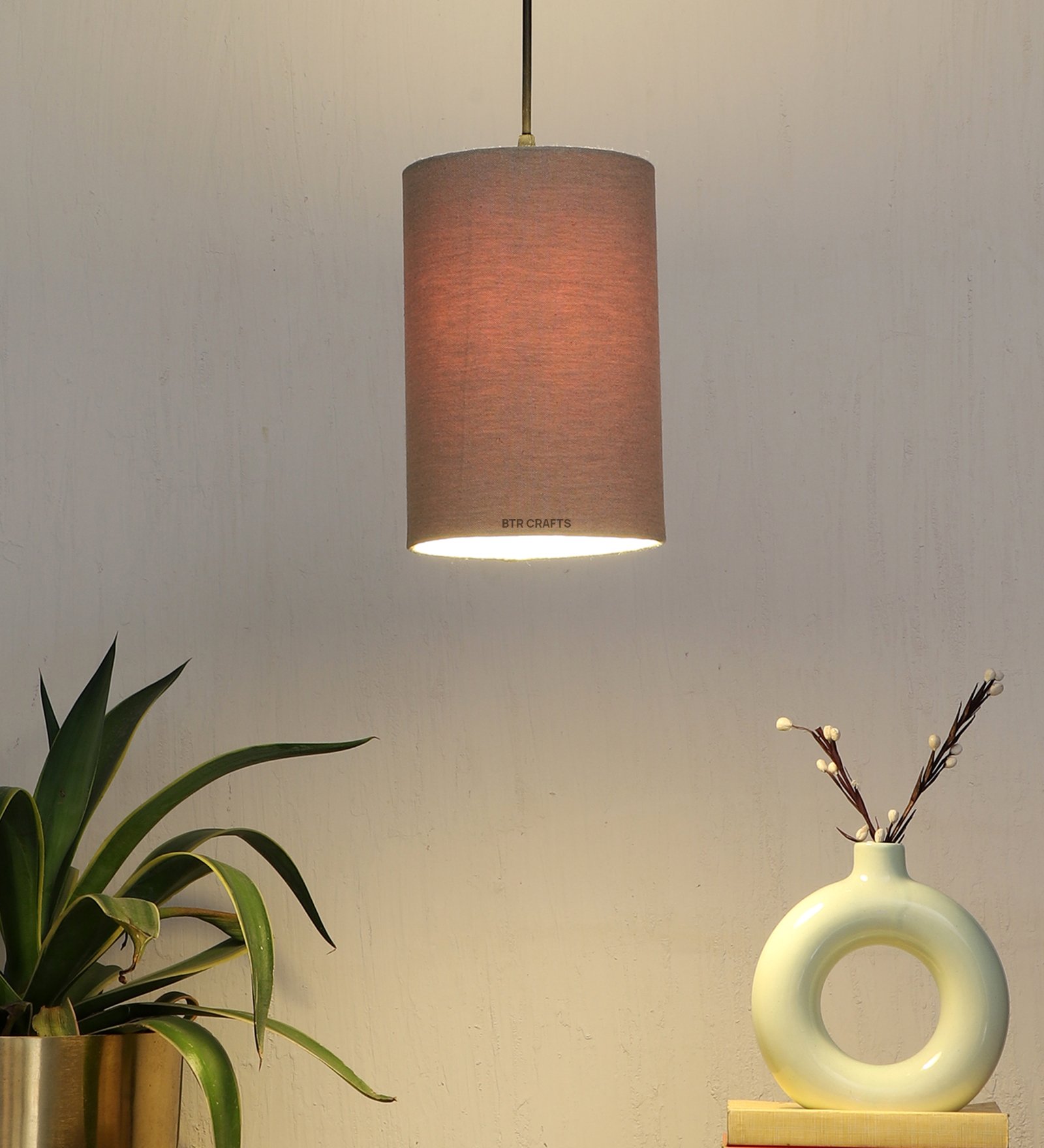 Cylinder Pendant/Hanging Ceiling Light Fixture Living Room, Dining Table, Lobby, Kitchen, Silver Canopy