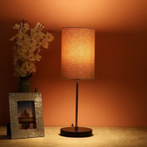 Silver Metal Table Lamp Suitable For Bedroom Office And Living Room, Pack Of 1(Complete Set)