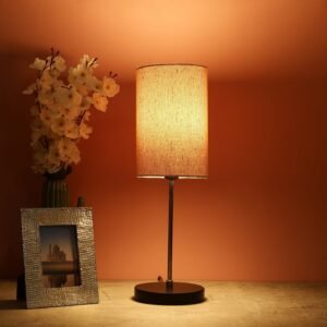 Silver Metal Table Lamp Suitable For Bedroom Office And Living Room, Pack Of 1(Complete Set)