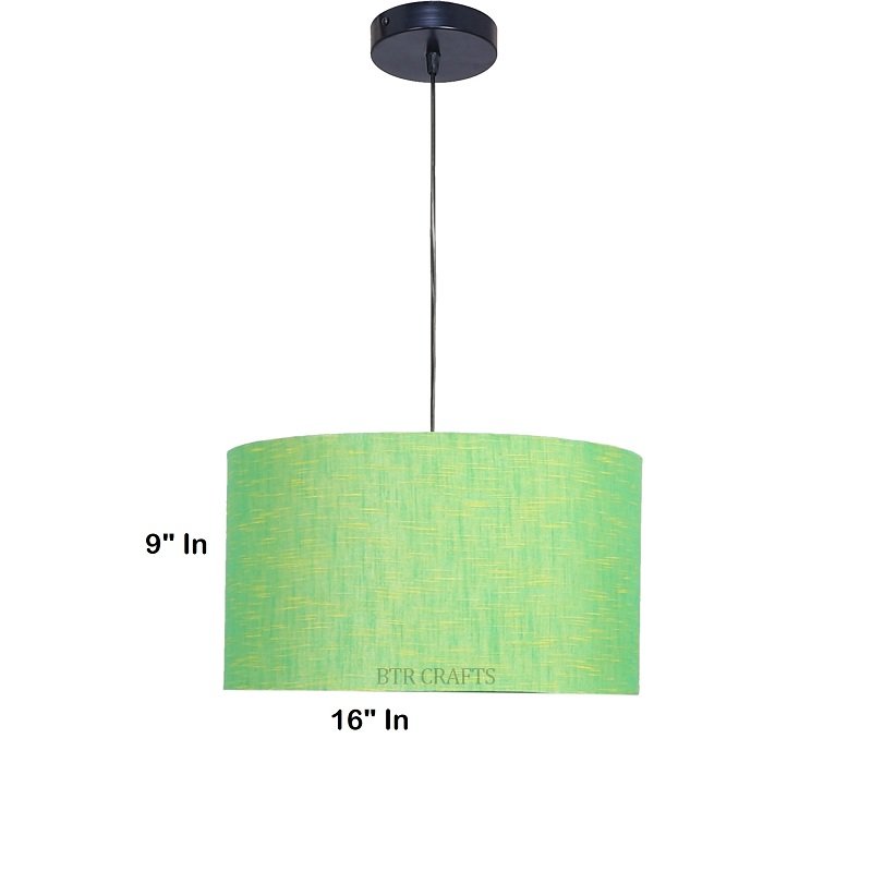 16 Inches Pendant/Hanging Ceiling Light Fixture, Green Texture Drum Shade for Bedroom, Kitchen, Living Room, Dining Table, Lobby, Kitchen, Black Canopy - Image 4