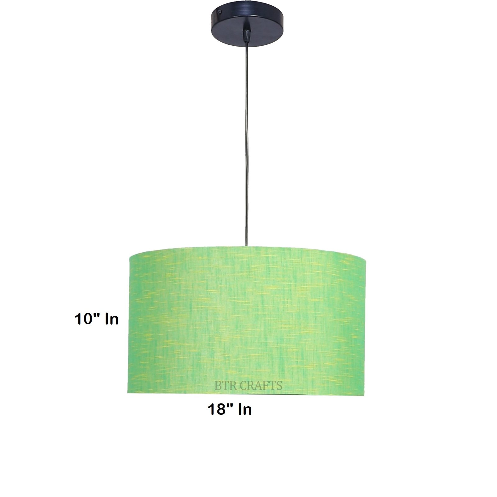18 Inches Pendant/Hanging Ceiling Light Fixture, Green Texture Drum Shade for Bedroom, Kitchen, Living Room, Dining Table, Lobby, Kitchen, Black Canopy - Image 4
