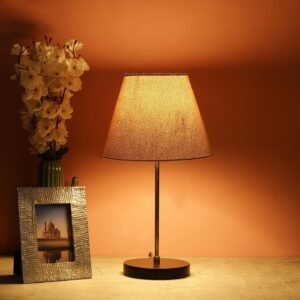 Silver Metal Table Lamp Suitable For Bedroom Office And Living Room, Pack Of 1(Complete Set)