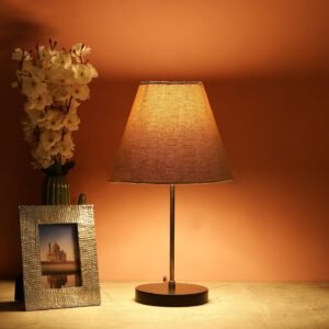 Silver Metal Table Lamp Suitable For Bedroom Office And Living Room, Pack Of 1(Complete Set)