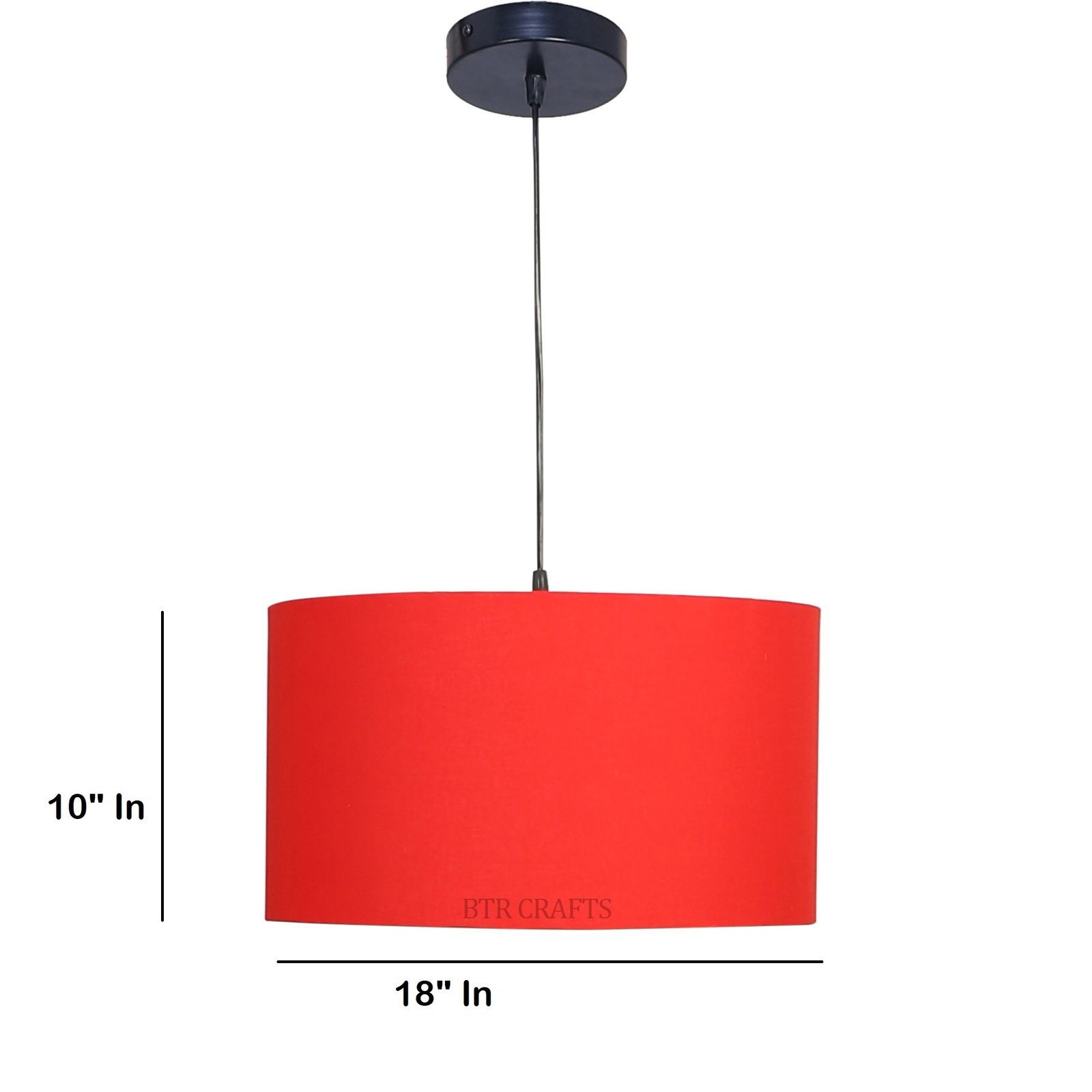 18 Inches Pendant/Hanging Ceiling Light Fixture, Red Drum Shade for Bedroom, Kitchen, Living Room, Dining Table, Lobby, Kitchen, Black Canopy - Image 4