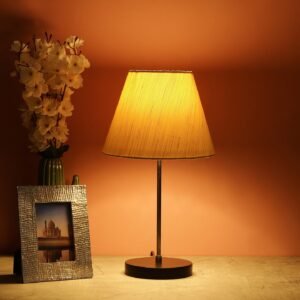 Silver Metal Table Lamp Suitable For Bedroom Office And Living Room, Pack Of 1(Complete Set)