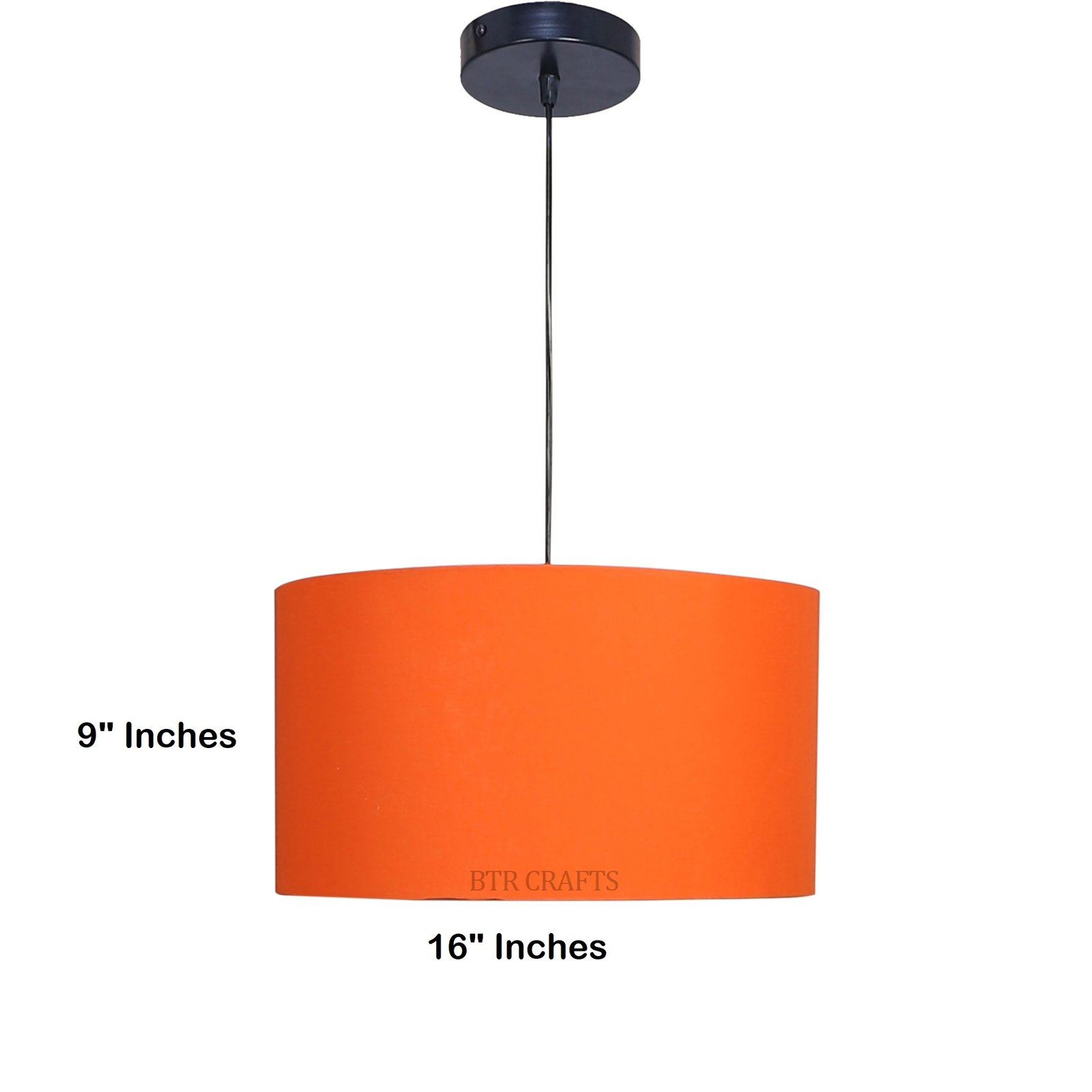 16 Inches Pendant/Hanging Ceiling Light Fixture, Orange Drum Shade for Bedroom, Kitchen, Living Room, Dining Table, Lobby, Kitchen, Black Canopy - Image 4