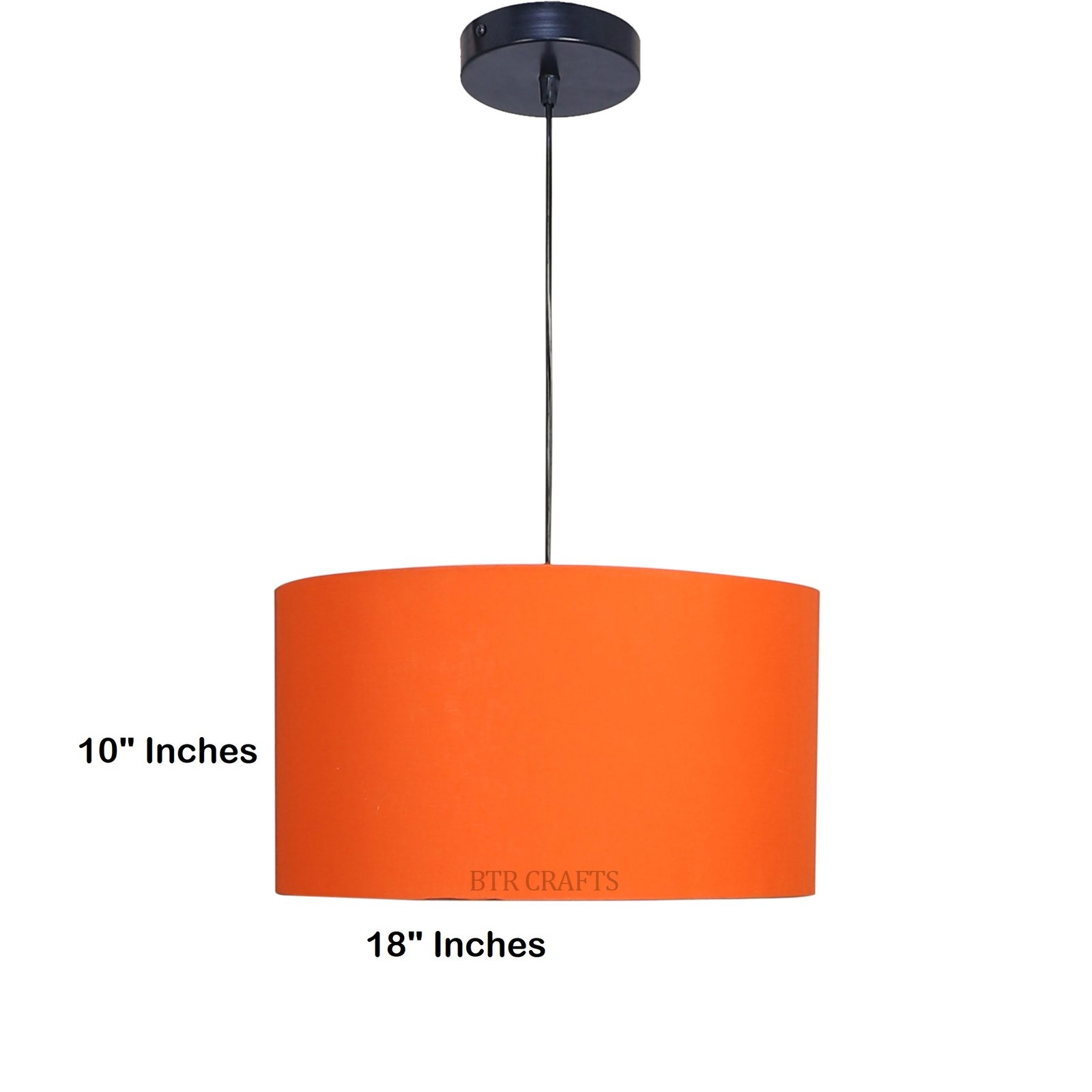 18 Inches Pendant/Hanging Ceiling Light Fixture, Orange Drum Shade for Bedroom, Kitchen, Living Room, Dining Table, Lobby, Kitchen, Black Canopy - Image 4
