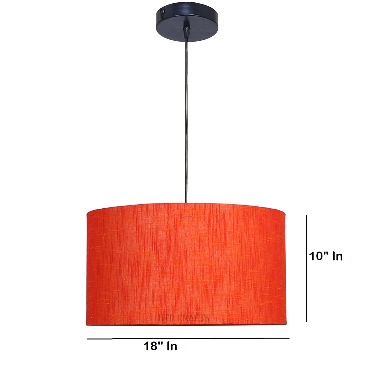 18 Inches Pendant/Hanging Ceiling Light Fixture, Red Texture Drum Shade for Bedroom, Kitchen, Living Room, Dining Table, Lobby, Kitchen, Black Canopy - Image 4