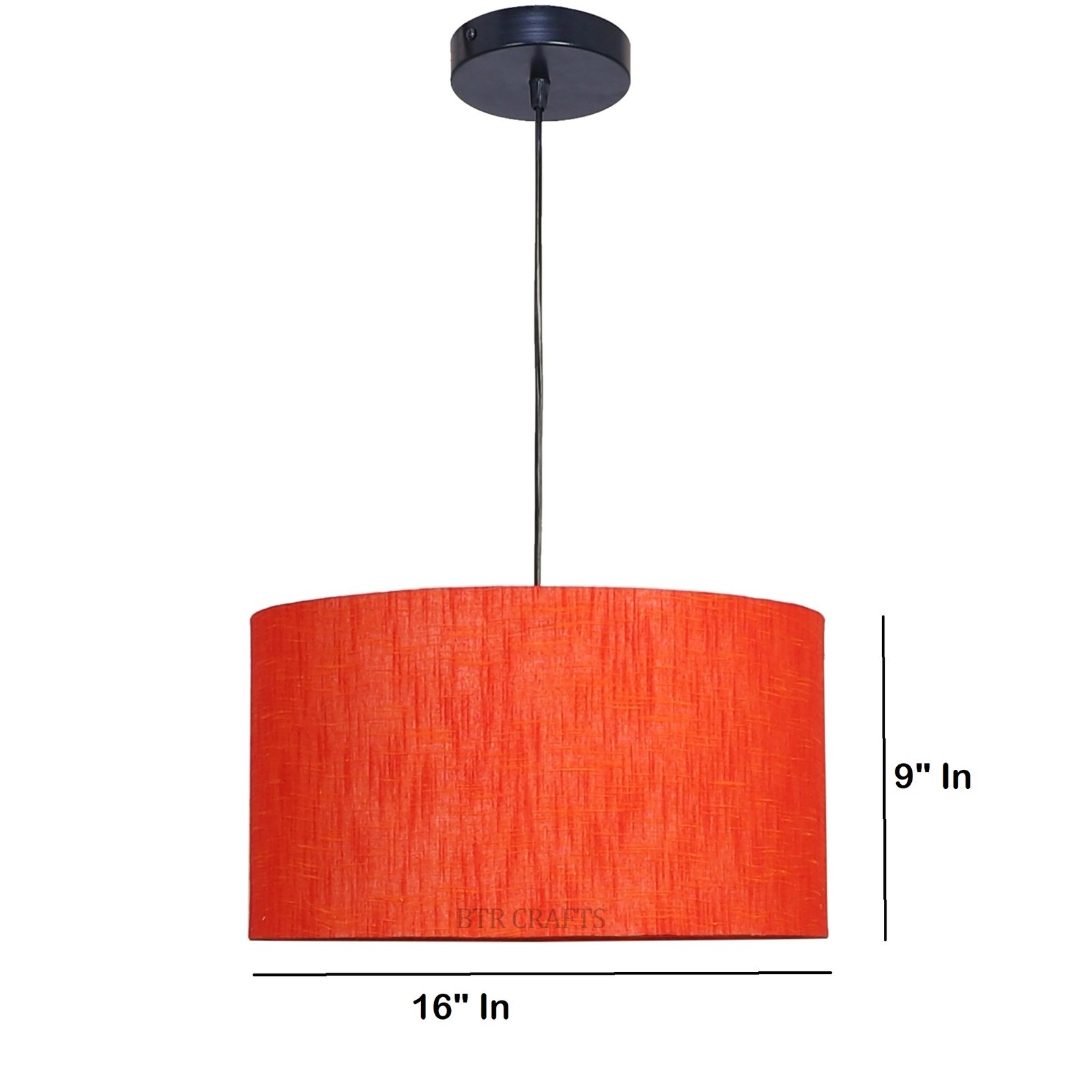 16 Inches Pendant/Hanging Ceiling Light Fixture, Red Texture Drum Shade for Bedroom, Kitchen, Living Room, Dining Table, Lobby, Kitchen, Black Canopy - Image 4