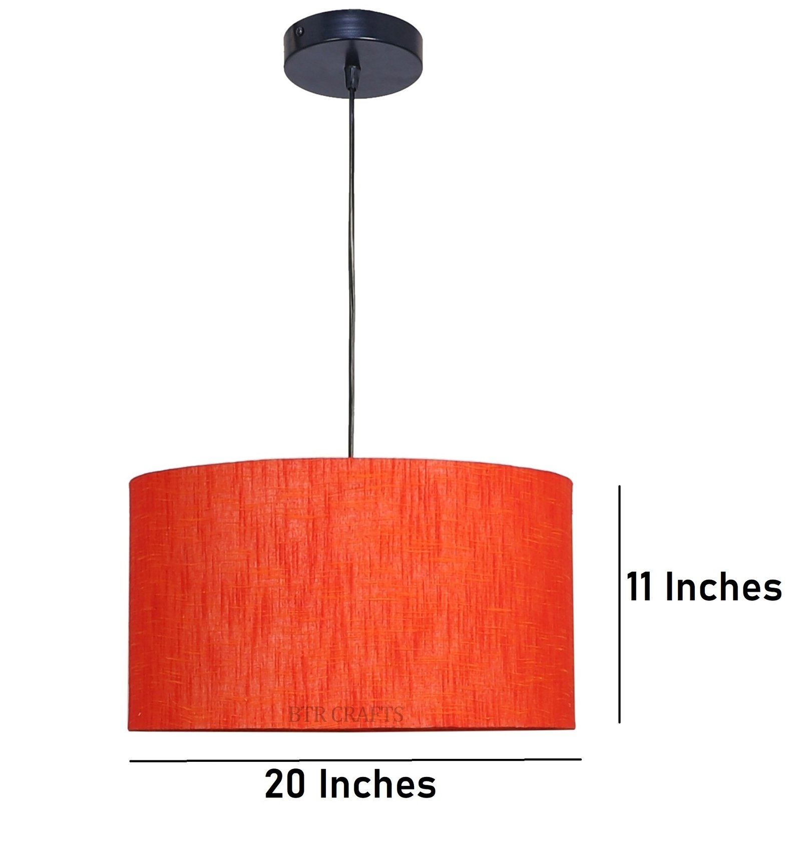 20 Inches Pendant/Hanging Ceiling Light Fixture, Red Texture Drum Shade for Bedroom, Kitchen, Living Room, Dining Table, Lobby, Kitchen, Black Canopy - Image 4